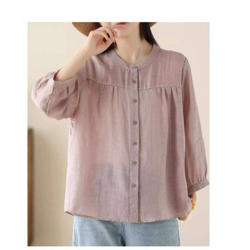 YYFS Women's Fashion Casual Summer Spring Solid Color Print 3/4 Sleeves V-Neck Blouses & Shirts