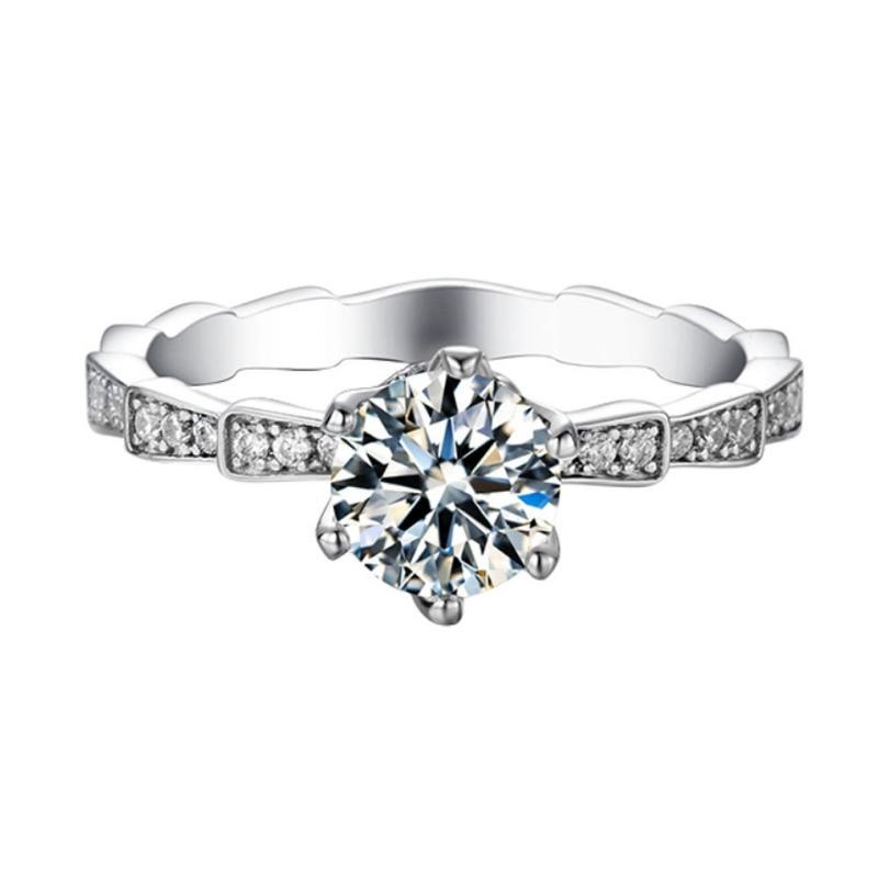 S925 Sterling Zilveren Ring Eén Karaat Diamanten Ring Trouwring Moissaniet D Kleur Ring