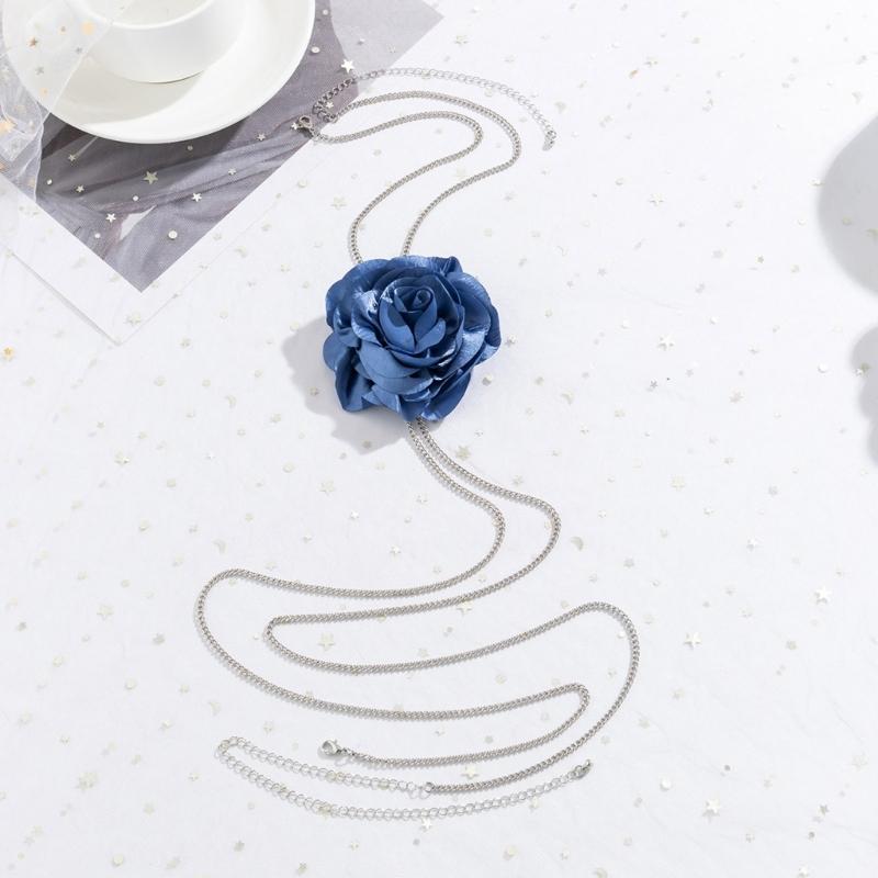 Belly Chain Body Chain with Cloth Flower Waist Chains Bikini Belly Chain Body Jewelry Iron Material Gift for Women Girls