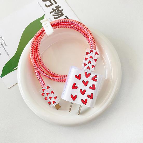 Love Pattern Charging Cable Protector for Apple 18/20W Charger Transparent