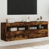 Vidaxl Wall-Mounted TV Cabinets with LED, 2 Pcs., Smoked Oak, 60X30X40 Cm