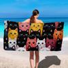 Cute Cat Faces Colorful Pattern Bath Towel - Perfect for Summer Vibes and Beach Days, Ultra Soft and Absorbent, Quick Dry