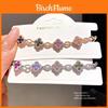 18 Karat Vergoldetes Kleeblatt-Armband Mit Zirkon-Blumen Für Damen Elegantes Schmuckstück Geschenk