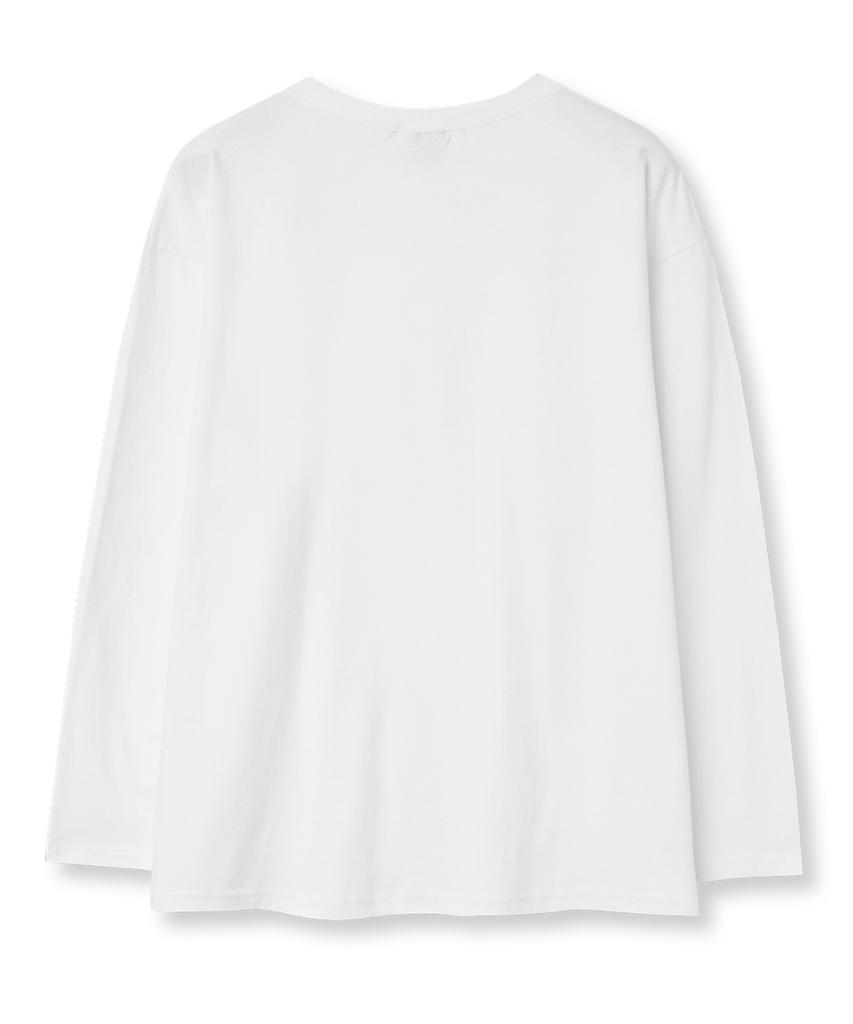 TI.GLAKE Front Logo Oversized Long Sleeve T-Shirt White [Select Ribbed Sleeves]