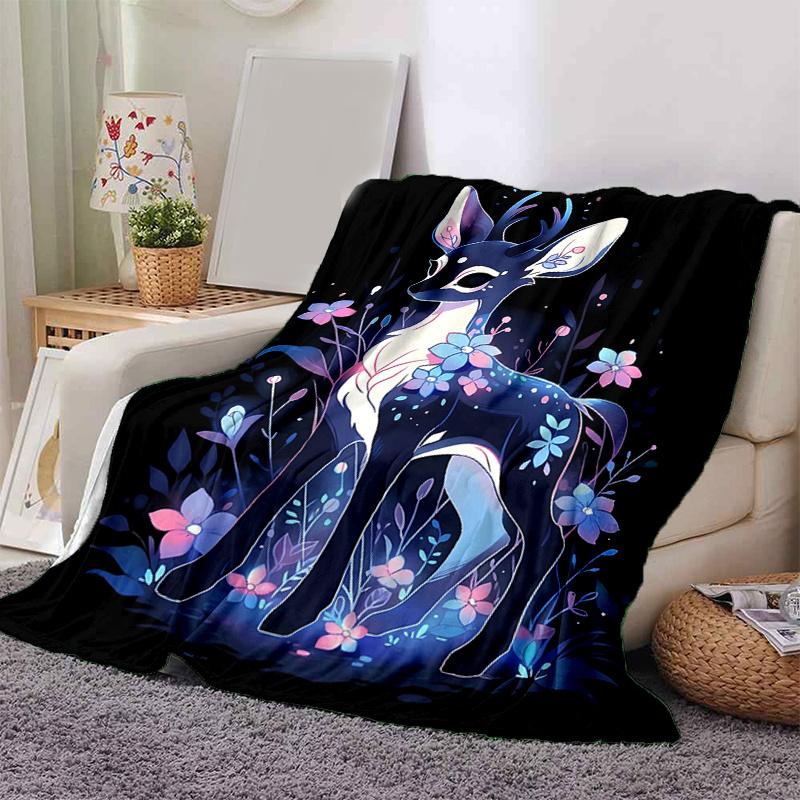 1pc Sika Deer Blanket Soft Throw for Home Decor, Gift Idea, Living Room, Travel, Camping