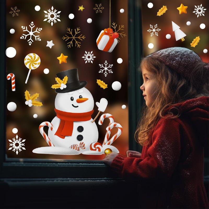 Christmas Window Sticker Santa Claus Snowman Glass Sticker Set Christmas Decoration For Home Kids Room Wall Decal 2026 New Year