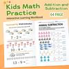64 Pages Addition and Subtraction Math Workbook for Kids | Interactive Learning Practice Book for Kindergarten & Homeschool
