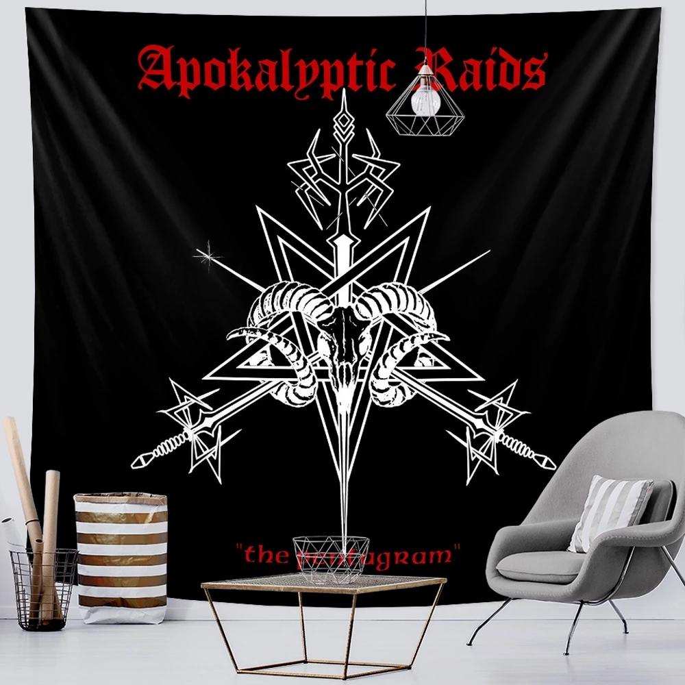 Home Decor Tapestry Viking Mysterious Symbols  Psychedelic Scene Wall Hanging Boho  Raven Sofa Blanket