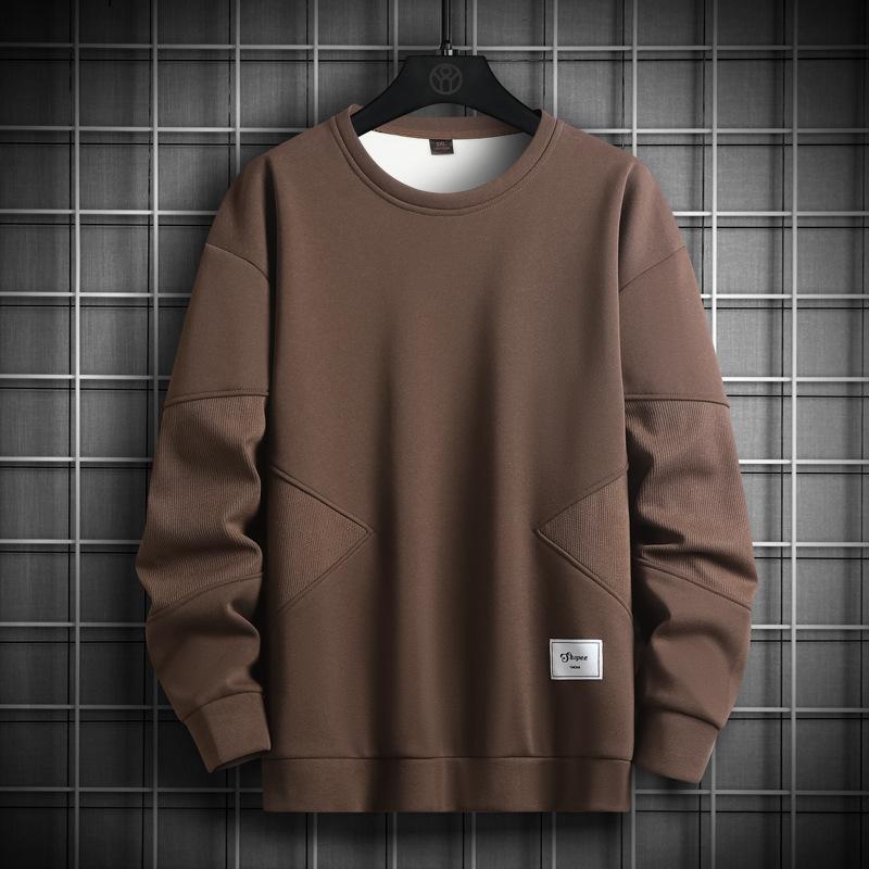 Round Neck Sweatshirt for Men, Autumn New Casual Long-sleeved T-shirt, Korean Style Trendy Cotton Versatile Loose Top