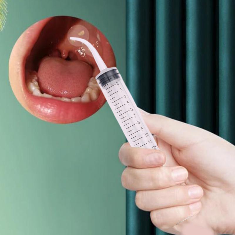 Striekačka na výplach mandľových lôžok Zubná irigačná striekačka so zahnutým hrotom 12 ml Jednorazový zubný nástroj pre zubára
