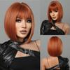 ALAN EATON Short Ombre Blonde Wig for Women Natural Straight Synthetic Hair Bob Wigs with Bang Party Daily Heat Resistant Hair