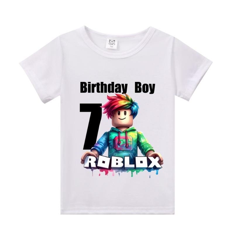 New Roblox Children T Shirts Cartoon Birthday Number Graphic T-shirts Boys Girls Casual Short Sleeves Tops Summer Kids Clothing
