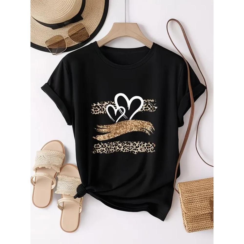 Summer Fashion Round Neck Short Sleeved T-shirt 3D Printed Women's Casual Comfortable Soft Large Loose Breathable T-shirt
