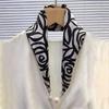 Women Chiffon Scarf Magnetic Buckle Bright Color Printing Necklace Style Decorative Thin Scarf Garment Accessories