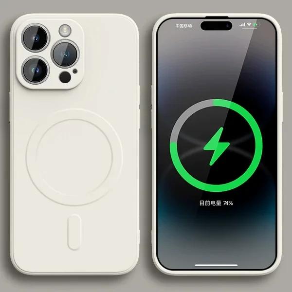 Magnetic Wireless Charge Liquid Silicone Official Case for iPhone 15 14 13 11 12 Mini 15 Pro Max Shockproof Titanium Grey Cover