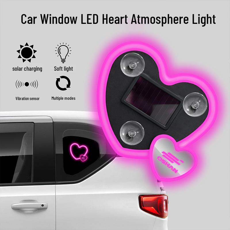 Solar-Powered Heart-Shaped Light for Changan Oshan Z6, X5PLUS, X7, A600 Cars - Decorative and Warning Light