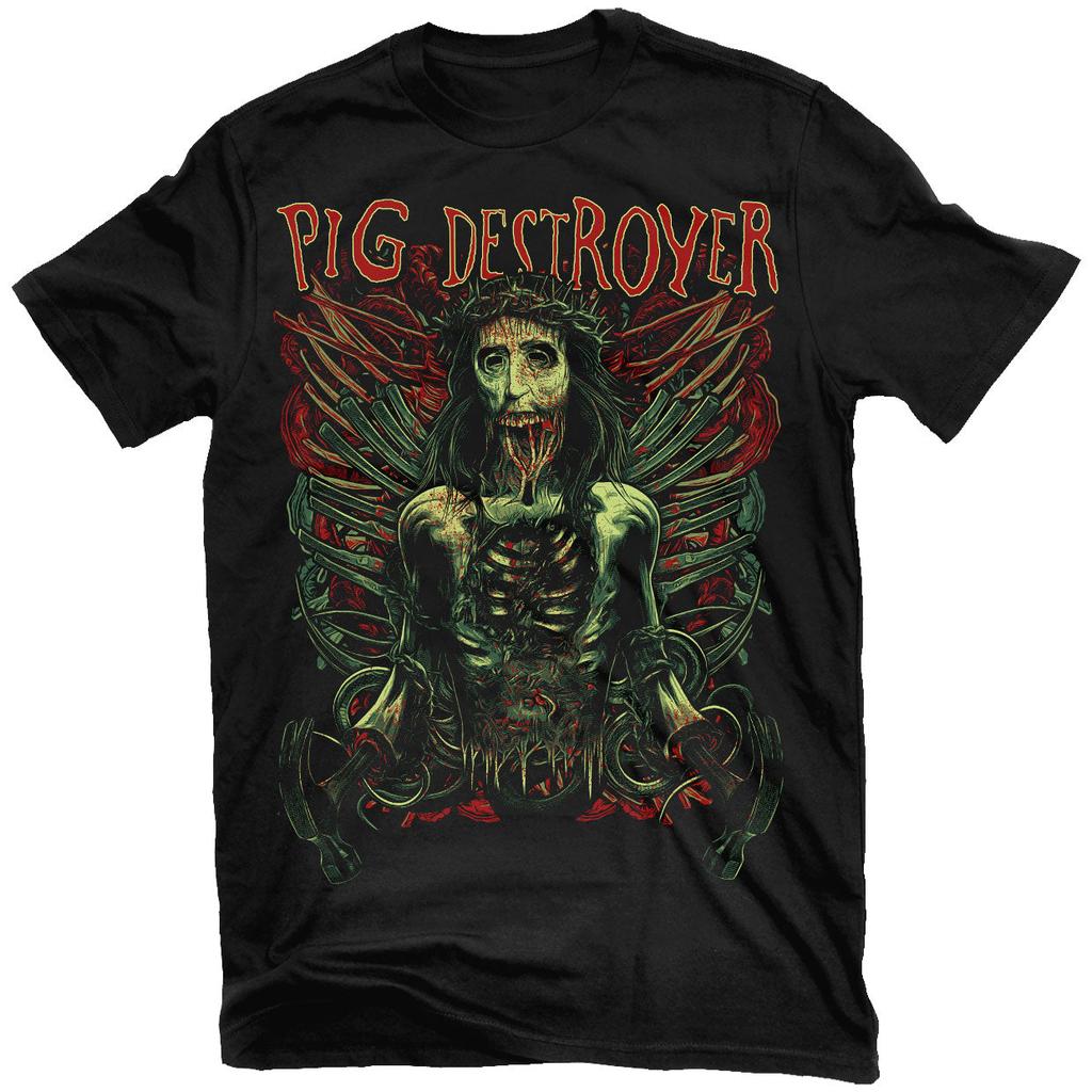 Cage Head Pig Destroyer Rock Band Graphic Tee Cotton Round Neck Casual Unisex Tshirt Summer Top