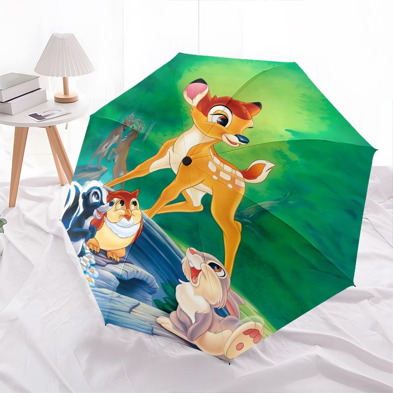 1pc Bambi,Thumper Automatic Folding Umbrella: Compact 8 Bone Design Cartoon Outdoor Travel Companion, Business Umbrella, Christmas Valentine