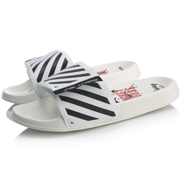 Li Ning Sports Fashion Series Disney Mickey Crossover Lightweight Stylish White Black Slippers Women's AGAQ024-3