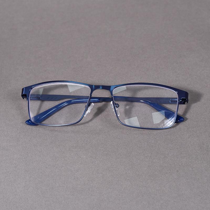 Stainless Steel Men Reading Glasses Metal Full Frame Blue Light Blocking Presbyopia Eyewear +75 to +350