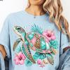 Tropical Sea Turtle Shirt Comfort Colors® Sea Sunshine Pink Hibiscus Top Summer Holiday Exotic Beach Top Coastal Chic Surf Ocean Lover Gift