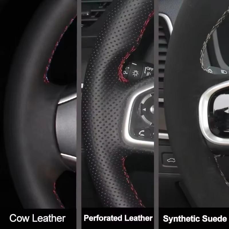 For Honda Fit City Jazz HRV HR-V 2016 Vezel 2015-2017 Hand-stitched Carbon Fiber Leather Car Steering Wheel Cover