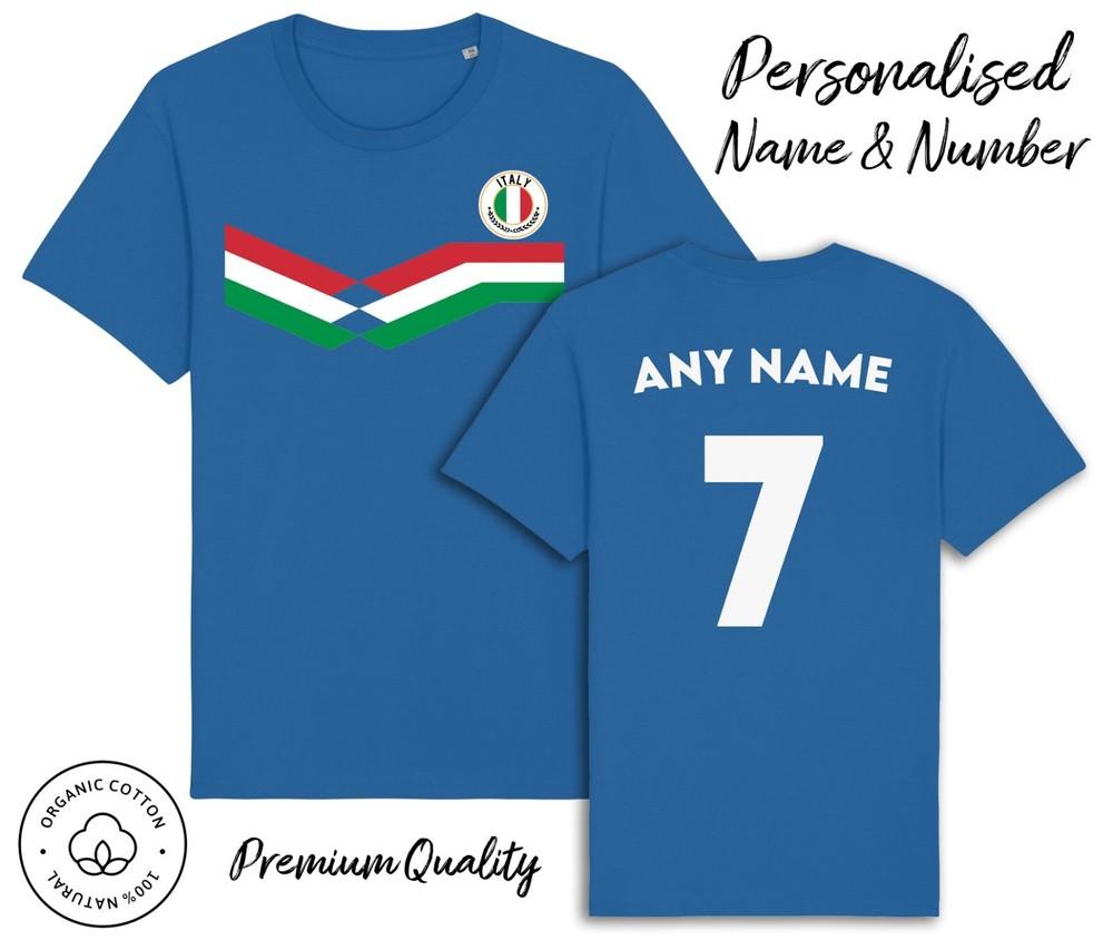 Italië Strip T-shirt Gepersonaliseerde Naam en Nr Italië Kinderen Baby,Voetbal Zeslandentoernooi