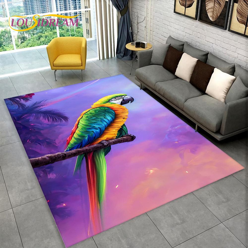 Exquisite Bird Flower Animal 3D Area Rug,Carpet Rug for Home Living Room Bedroom Sofa Doormat Kitchen Decor,Non-slip Floor Mat