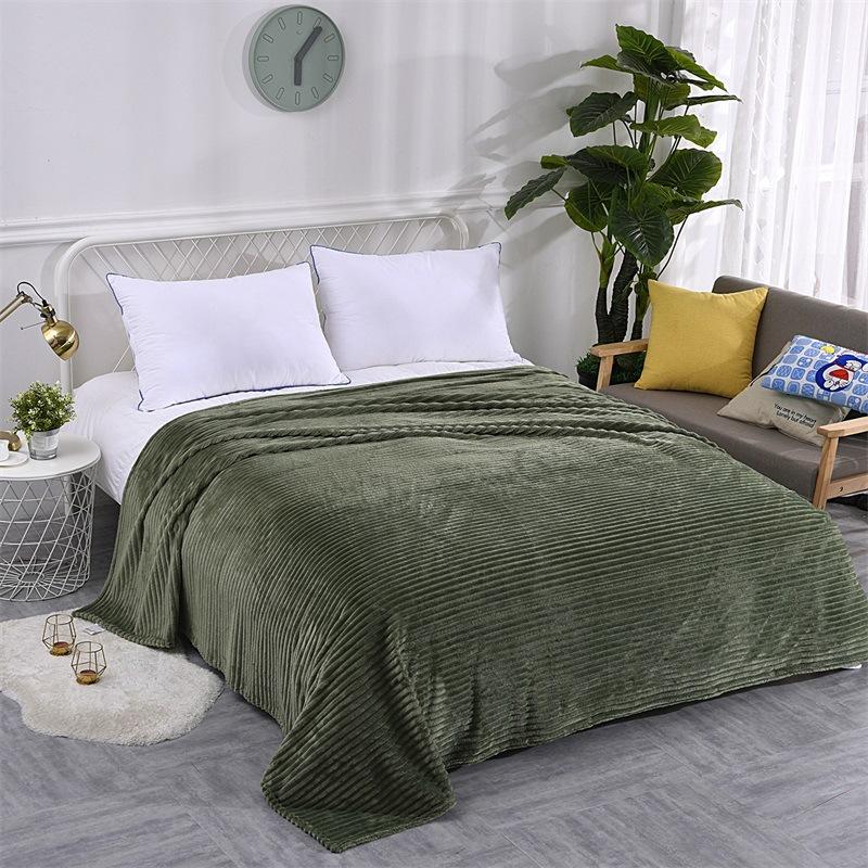1PC Solid Color Warm Thickened Car Plush Double-Sided Rabbit Fleece Blanket Office Pet Blanket Super-Soft