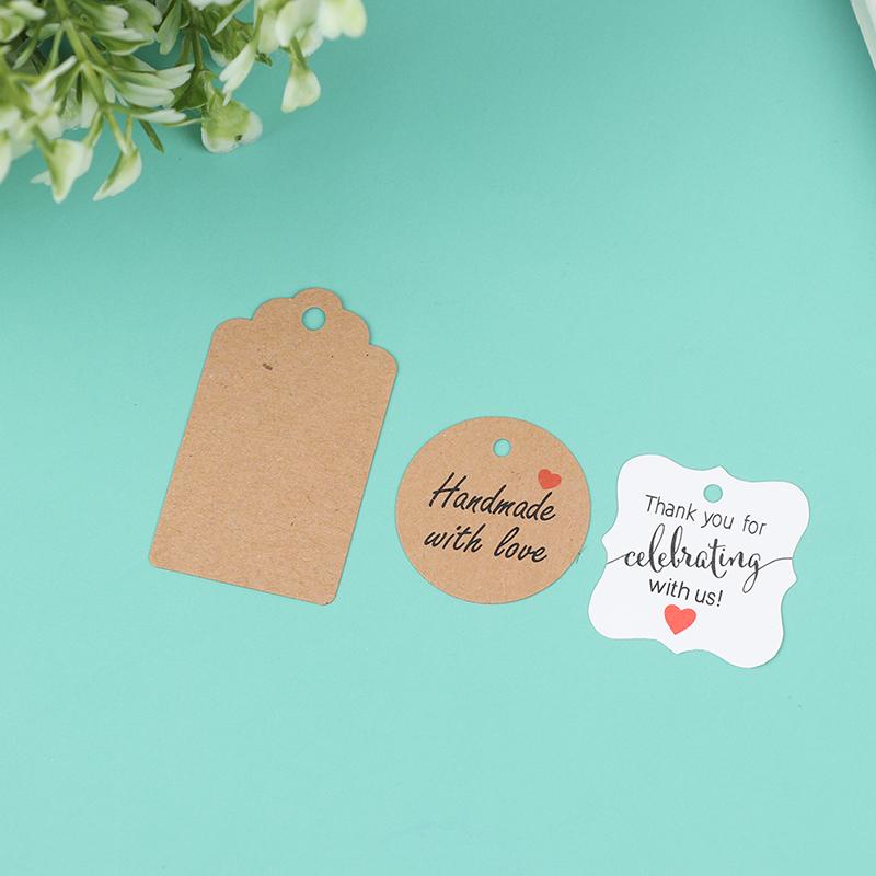 100 Pièces/Lot Vierges Avec Ficelle 20M Papier Kraft Étiquettes de Prix Cartes Cadeaux