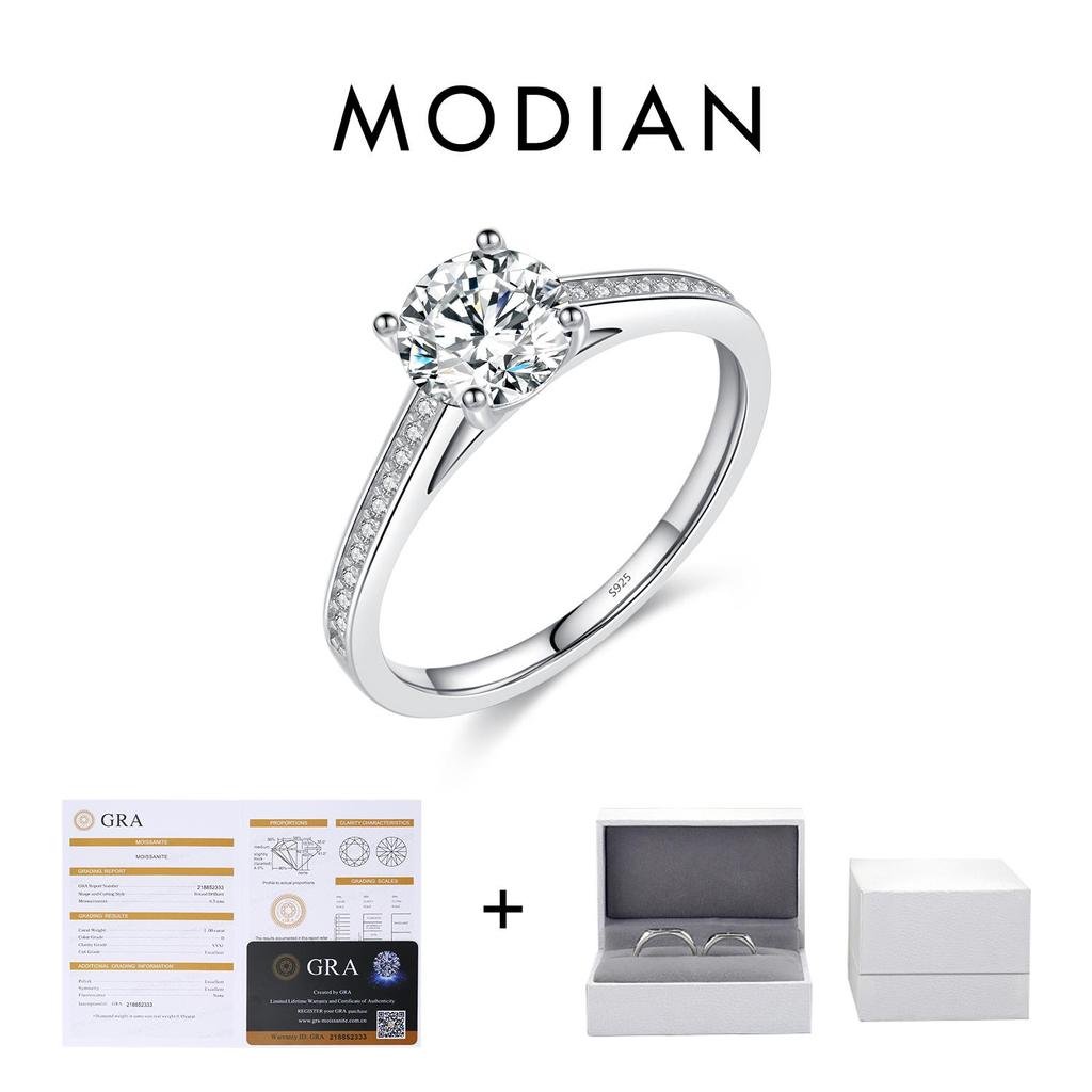 Modian D Color Lab Diamond 1ct Moissanite Ring For Women 925 Sterling Silver Classic Wedding Engagement Band Jewelry Gifts