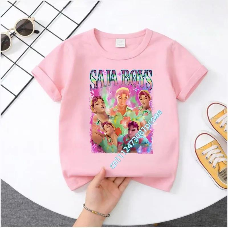 2026 New  K-POP Saja Boys Print Short-Sleeved Spring Summer Clothing for Boys and Girls Cute Cotton T-shirt for Boys and Girls
