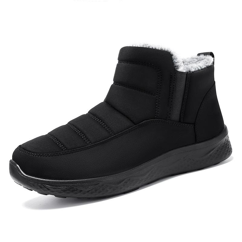 Mode Nieuwe Heren Sneeuwlaarzen Winter Fleece Verdikte Papa Katoenen Laarzen Zwart Waterdichte Enkellaarsjes voor Heren Outdoor Warme Heren Katoenen Schoen