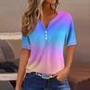 Women's T Shirt Tee Print Button Short Sleeve Daily Weekend Fashion Basic V, Neck Regular Top