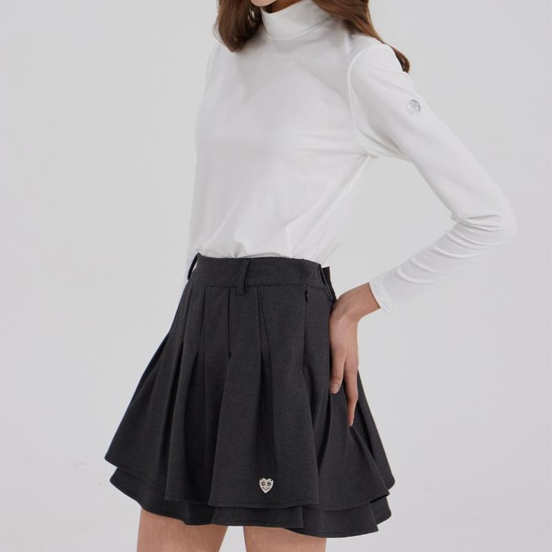 Goxo Charcoal Two Layer Skirt Metal Heart
