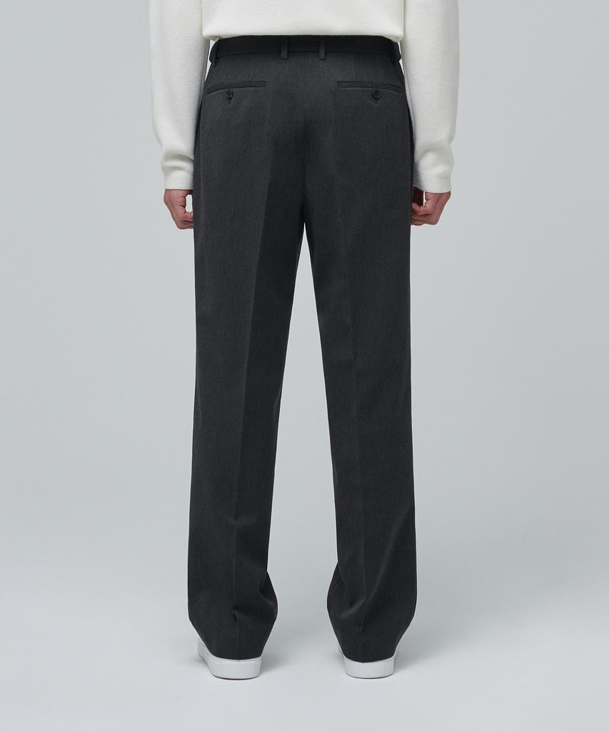 MUSINSA STANDARD Heavyweight Fleece-Lined Wide Hidden Elastic Waist Slacks [Charcoal Gray]
