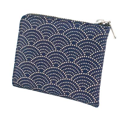 Inden Coin Purse F Coin Purse 08 Deerskin Navy Blue X White Lacquer Qinghai Wave Pattern 1008-14-004