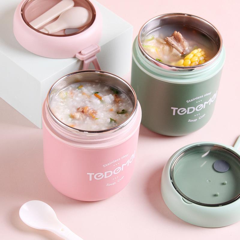Insulated Stainless Steel Food Thermal Jar 530ml/710ml Soup Thermos Container Lunch Box for School Children Keeps Hot