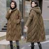 Damen Lockerer Langer Mantel Weiße Entendaunenjacke Damen Winter Damen Übermantel Winter Kapuzen-Pufferfederparkas