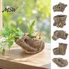 Resin Flower Pots for Indoor Plants Tree Stump Flowerpot Succulents Small Plants, Imitation Wood Grain Planter Artistic Containers Herbs Home