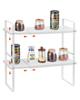 Adjustable Kitchen Cabinet Shelf Organizer, Expandable 2 Tier Cabinet Shelf, Stackable Countertop Organizers and Storage Shelf Risers