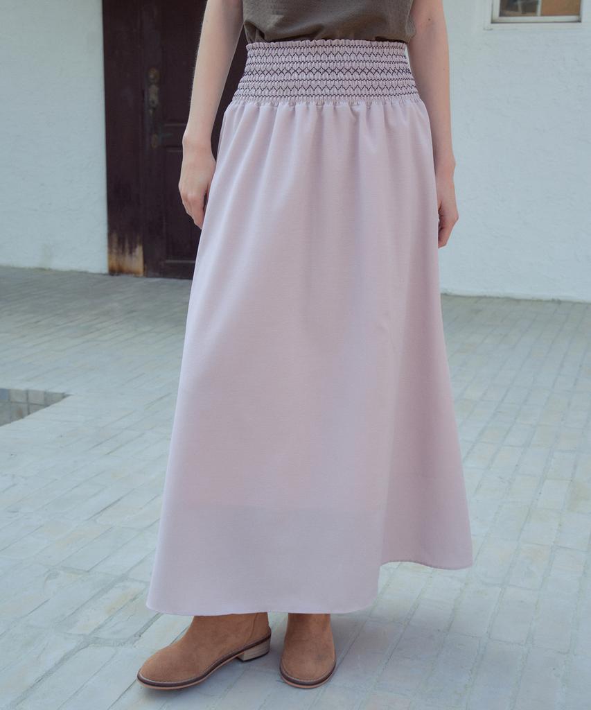 Aueonoseuteljia Linen Smocked Skirt_Vintage Pink(Ob6Sk06)