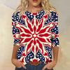 Women's T-shirt Casual Independence Day Print Top T-shirt Crewneck Jumper