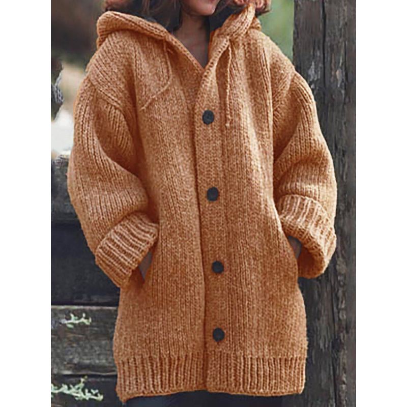 Women's Winter Mid Length Plus Size Sweater Hooded Jacket