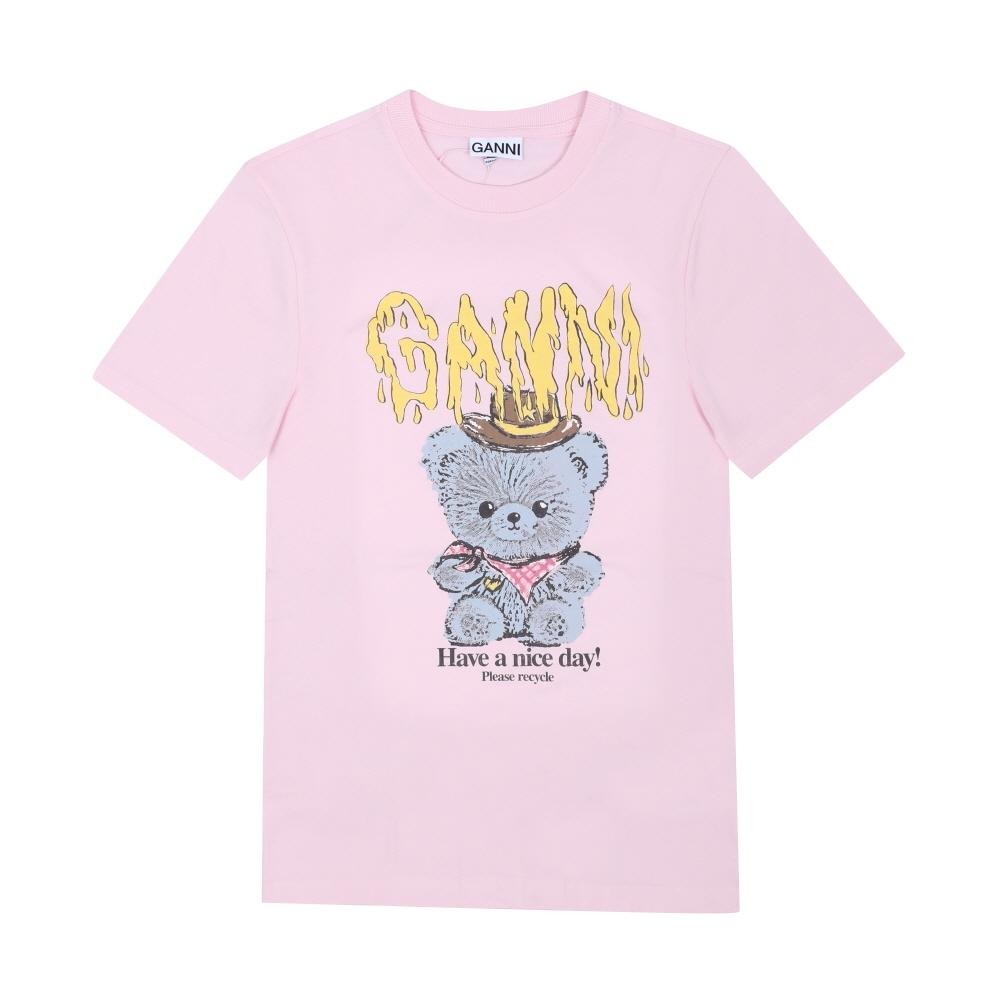 Ganni Dam S Cowboybjörn Logotyp Kortärmad T-shirt A1050074 868