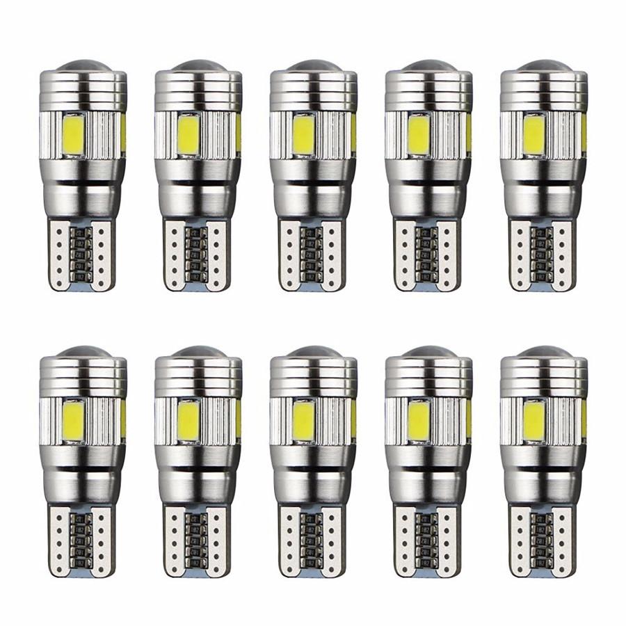 10Pcs T10 6SMD 5630 LED Bulb White For Car Roof Reading Light License Plate Lamp