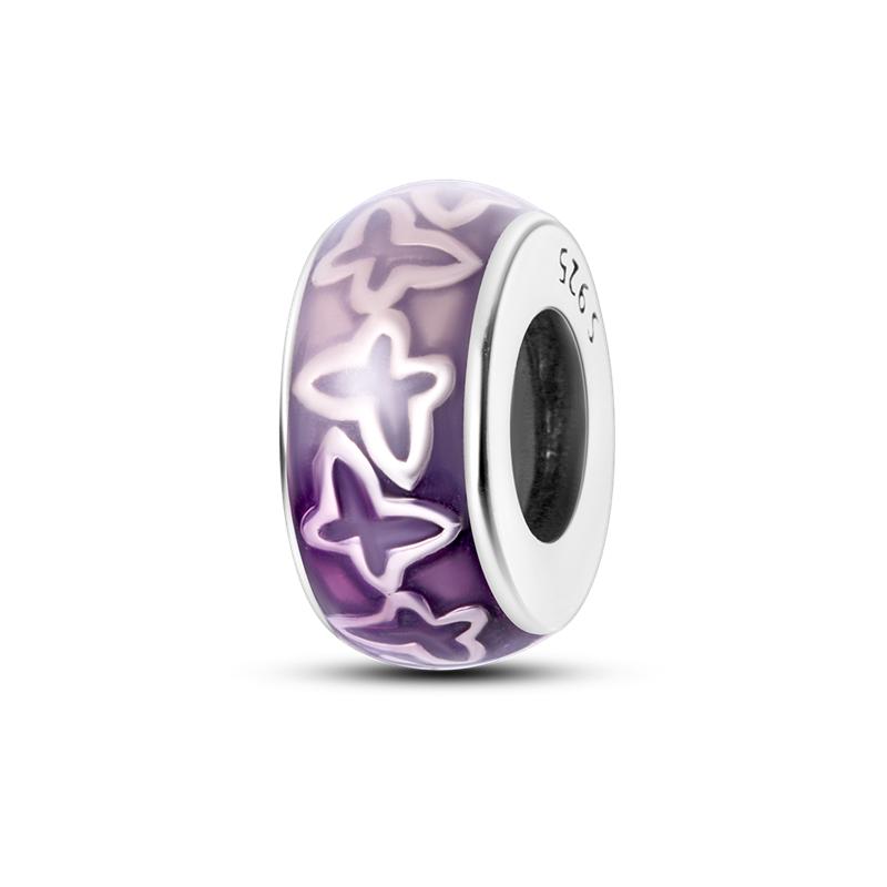 Purple Color Charm Bead Charms Bead Charms Genuine Copper Cute Owl Butterfly Flower Pendants Compatible With Authentic Accessories Bracelets Do It You