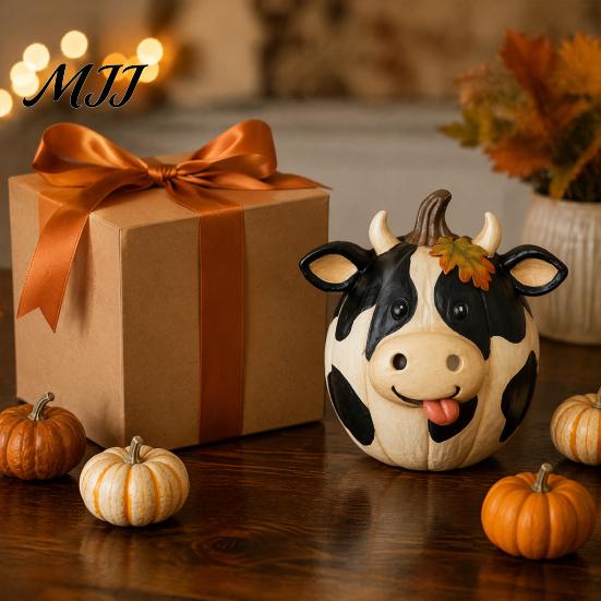 Resin Desktop Statues for Fall Artificial Pumpkin Decor, Cute Animals Decorative Pumpkins, Thanksgiving Pumpkins Unique Holiday Gifts Friends
