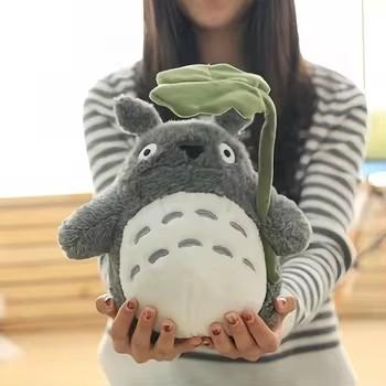 30/40/55/70cm Nevess hangosan Totoro plüssjáték Tömött Film Anime Totoro Állatbaba Lótuszlevéllel Totoro plüssök Dekoráció