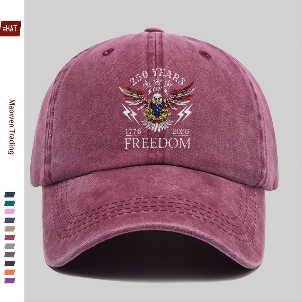 Pc USA Years of Freedom Meter Patriotic Print Baseball Cap for Men and Women Vintage Washed Sun Hat Lightweig